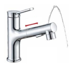 2 Functions Pull Out Upper Mouth Wash Bathroom Basin Faucet